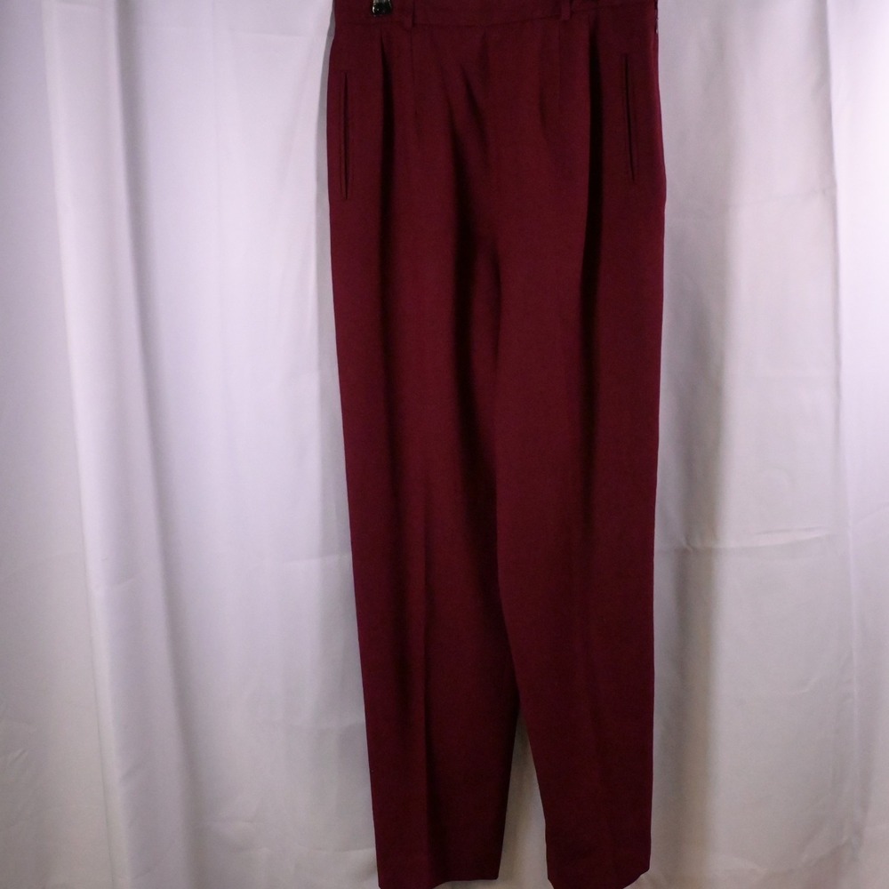 Talbots‎ Side Zip Button Dress Pants Women's 10 Burgundy High Rise USA